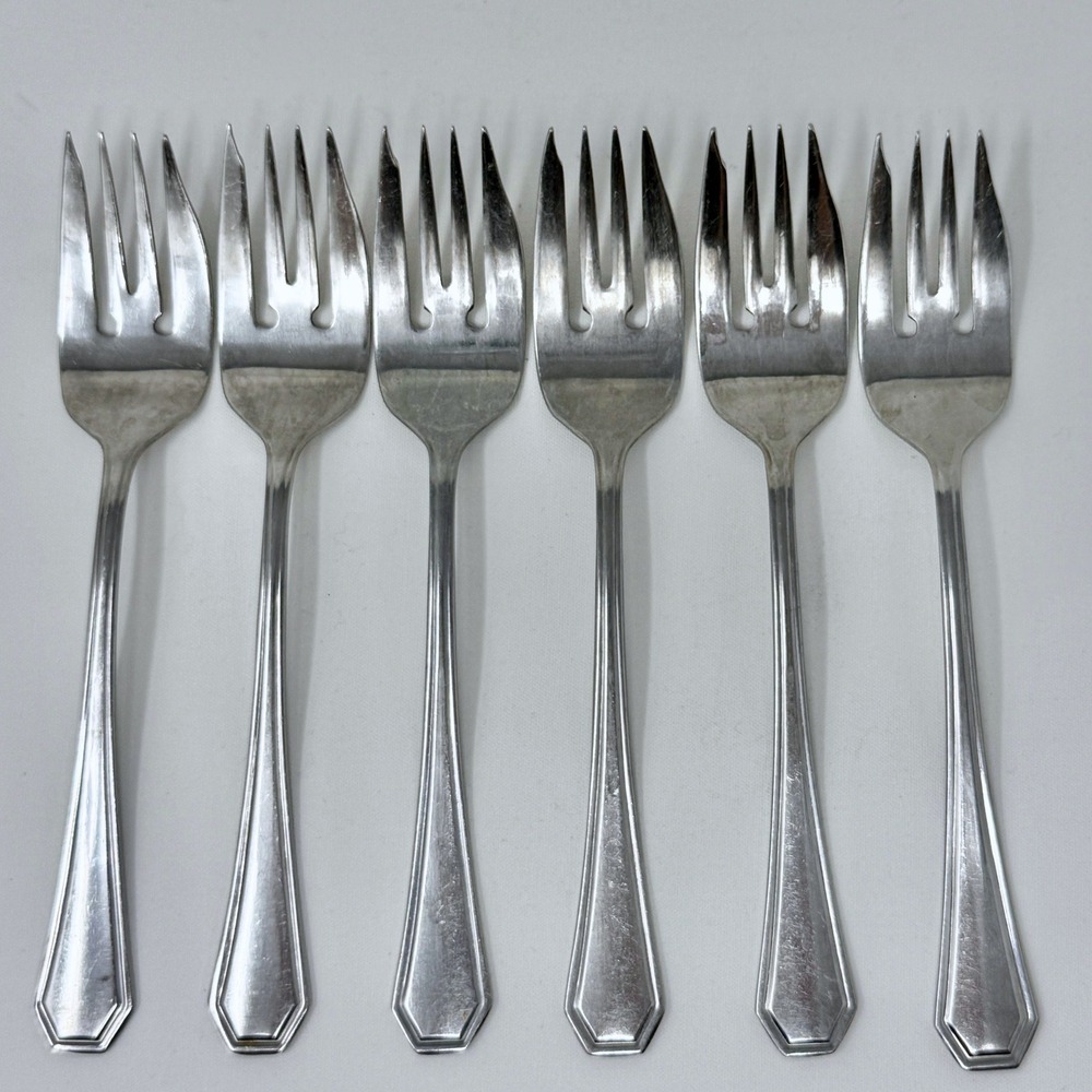 International Silver Stainless Beacon Hill 6 Piece‎ Salad Forks Flatware